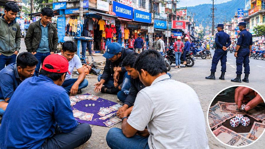 धरानको चोक चोकमा डाइस, प्रहरी बेखवर 